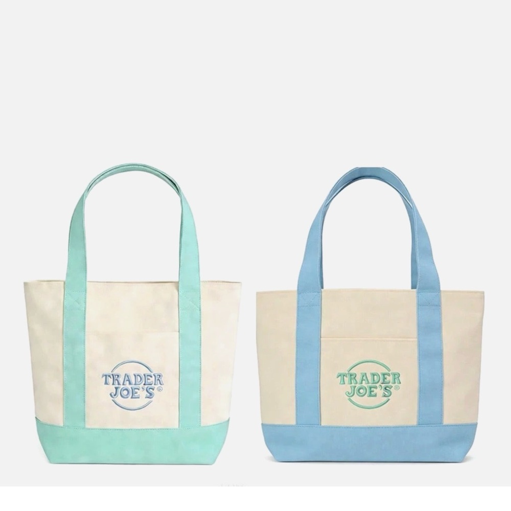 Trader Joe’s Mini Canvas Tote Set, Pastel Green & Blue